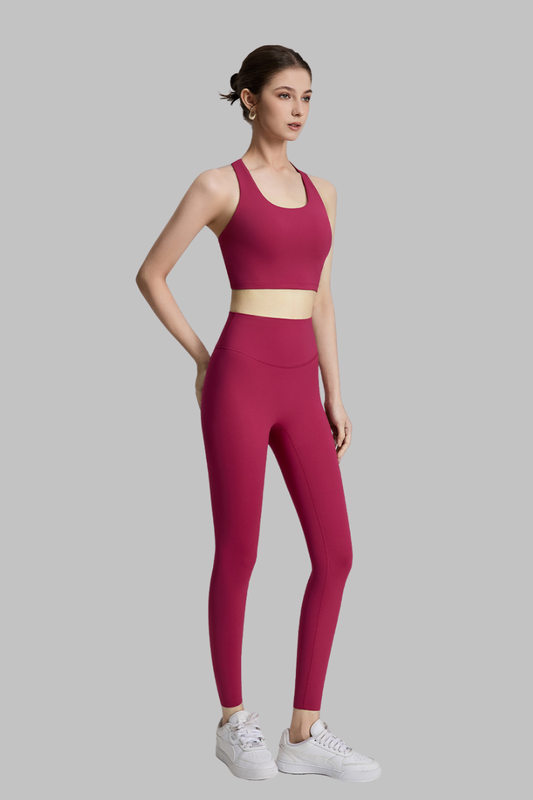 Women's Cross Back Bra and High-Waisted Leggings 2-Piece Set