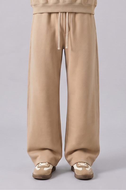 Unisex Fall Streetwear Curved Wide-Leg Fleece Sweatpants
