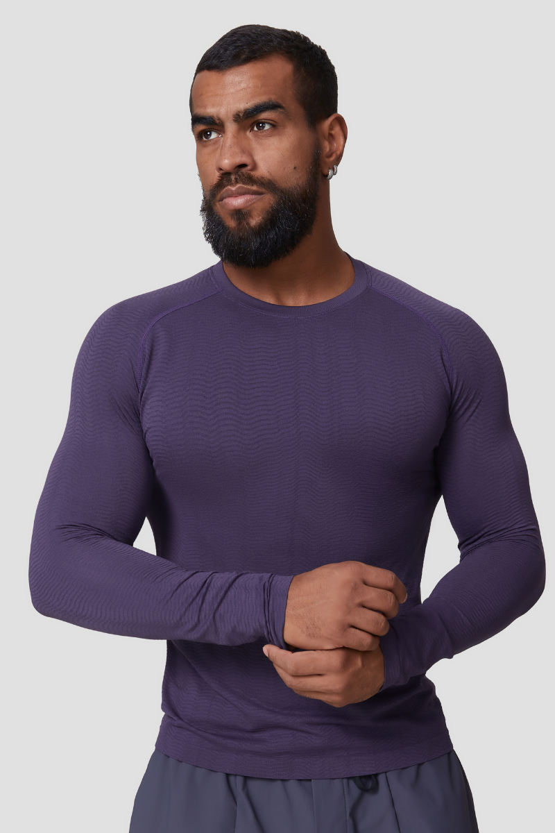 Men's Athletic Seamless Jacquard Long Sleeve T-shirt