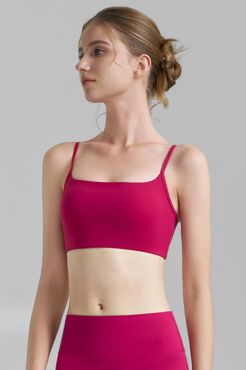 Women's Multi-Color Square Neck Spaghetti Strap Yoga Bra