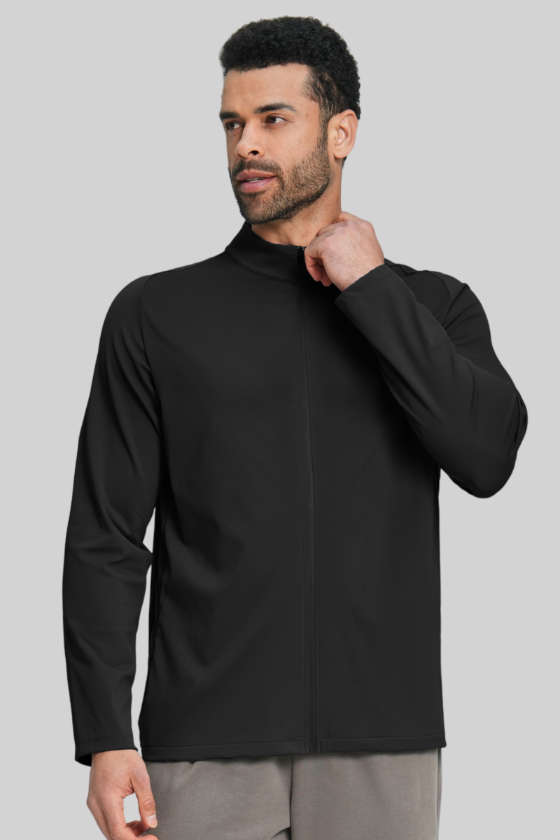 Men's Brushed Stand Collar Zipper Casual Sport Jacket