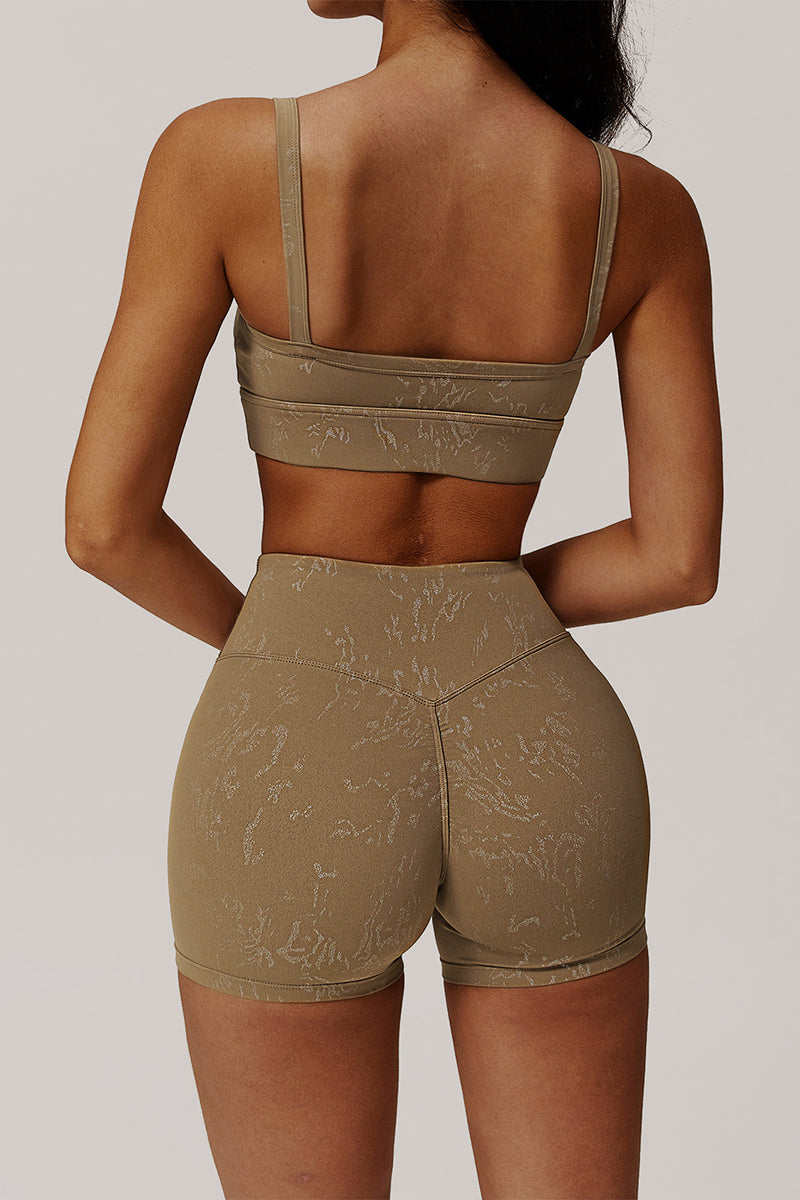 Women Gold Foil Fabric Sports Bra