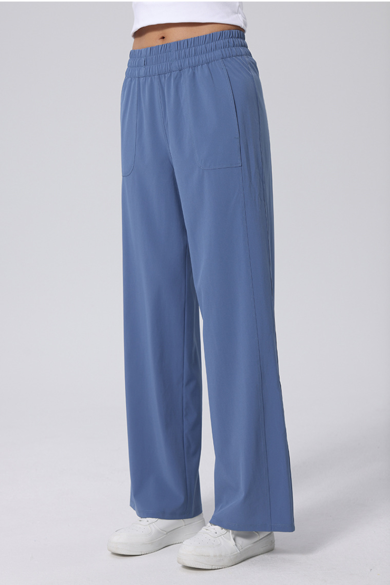 Women's Elastic Waist with Drawstring Wide Leg Sports Pants