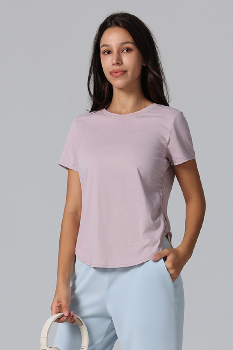 Women's Breathable Side Drawstring Slimming Workout T-Shirt