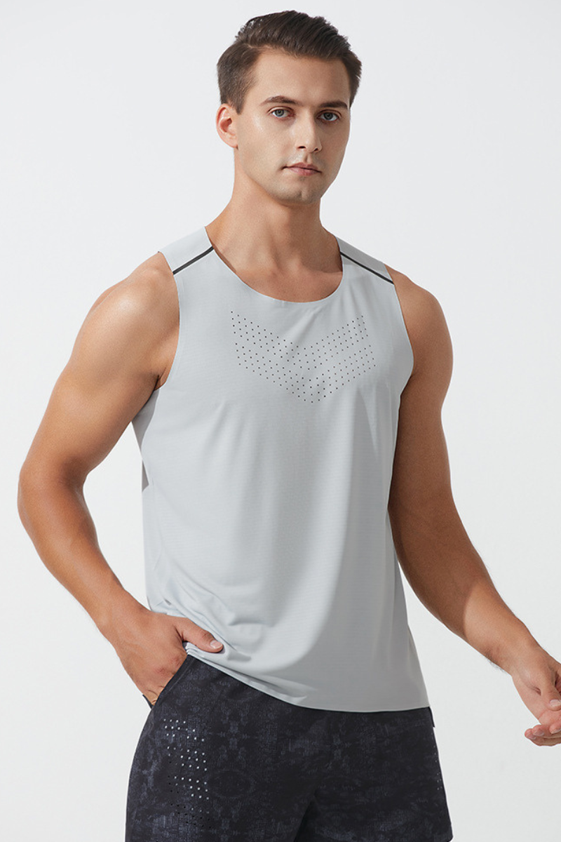 Men's Laser Perforated Lightweight Racerback Racing Tank Top