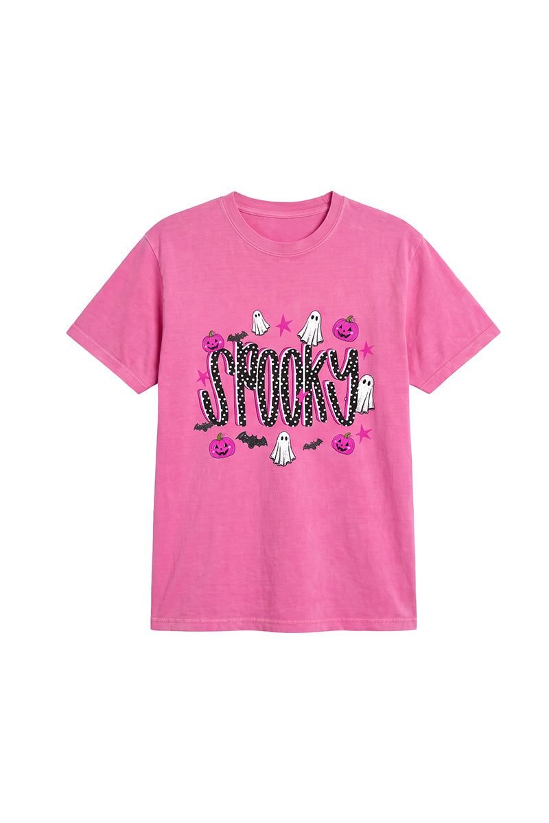 Women's Halloween Pumpkin Ghost Bat Print T‑shirt