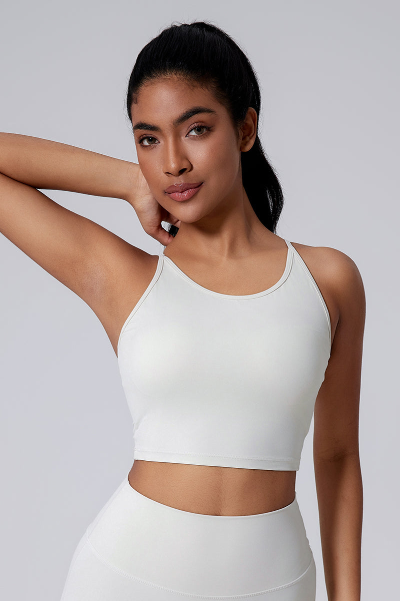 Women Cutout Ruching Back Naked-Feel Yoga Running Outdoor Sports Bra