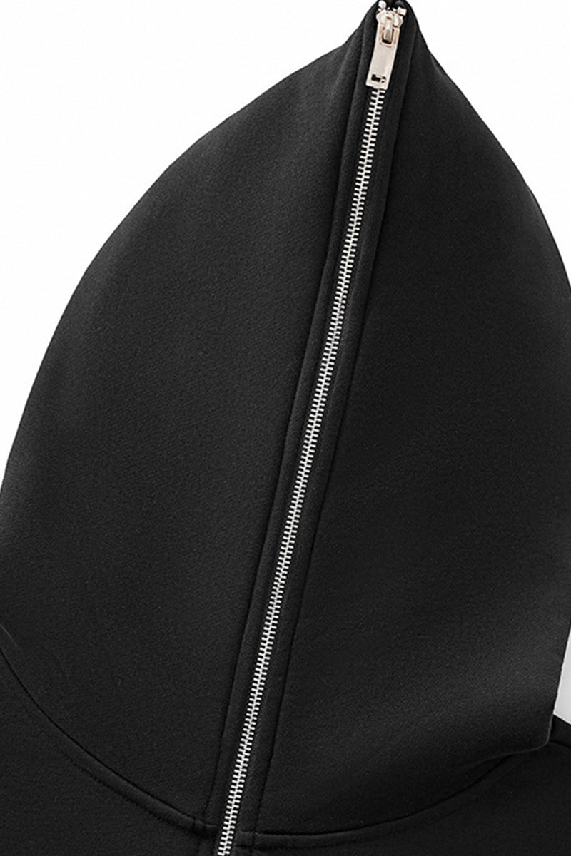 Unisex Punk Boxy Cropped Fleece Zip Hoodie