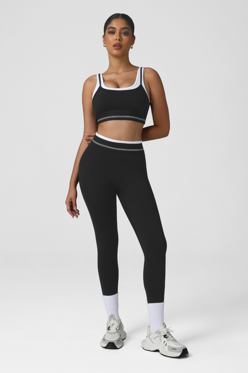 Women's Color Block Sets:U-Neck Bra & High Waist Leggings