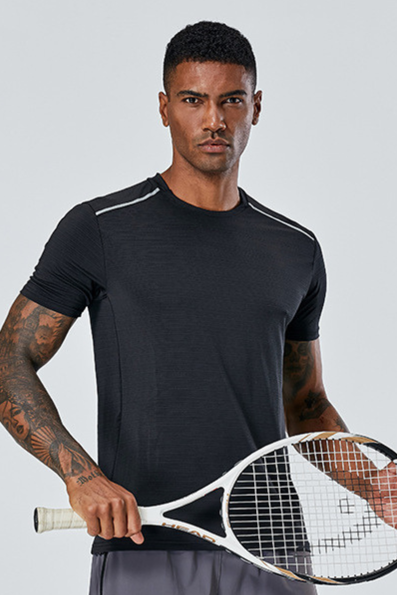 Men's Summer Mesh Reflective Stripe Quick Dry Sports T-shirt