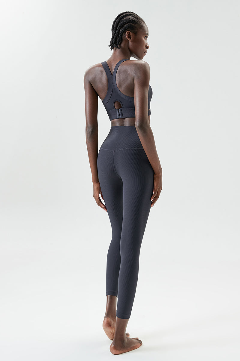 Threaded back with bra &leggings 2-piece set