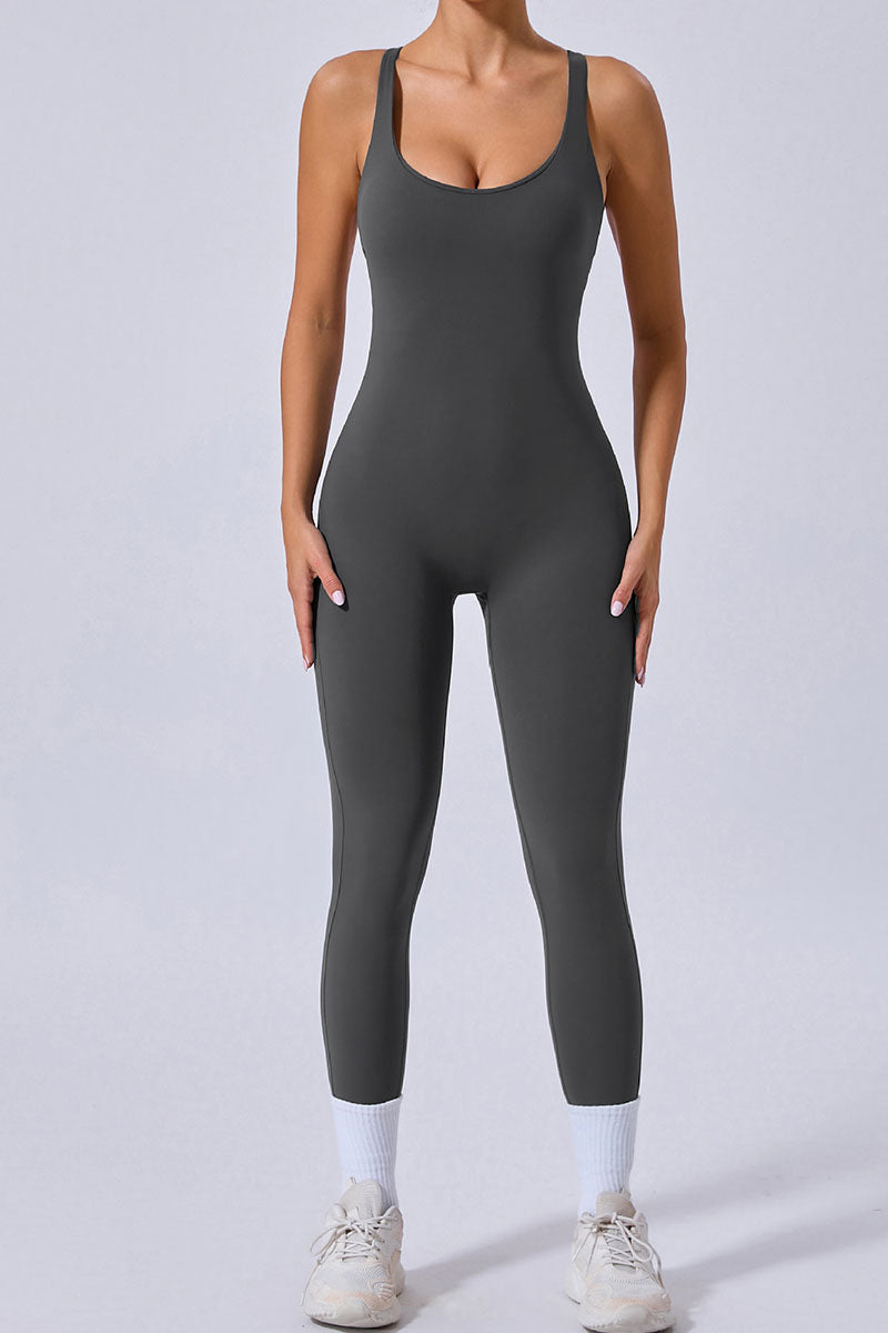 Women Cross Back Adjustable Straps Hip Lifting Exercise Yoga Bodysuit