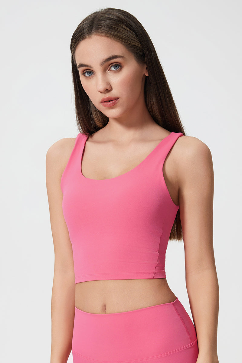 Women Naked-Feel Shockproof Back-Boosting Semi-Fixed Yoga Sports Bra