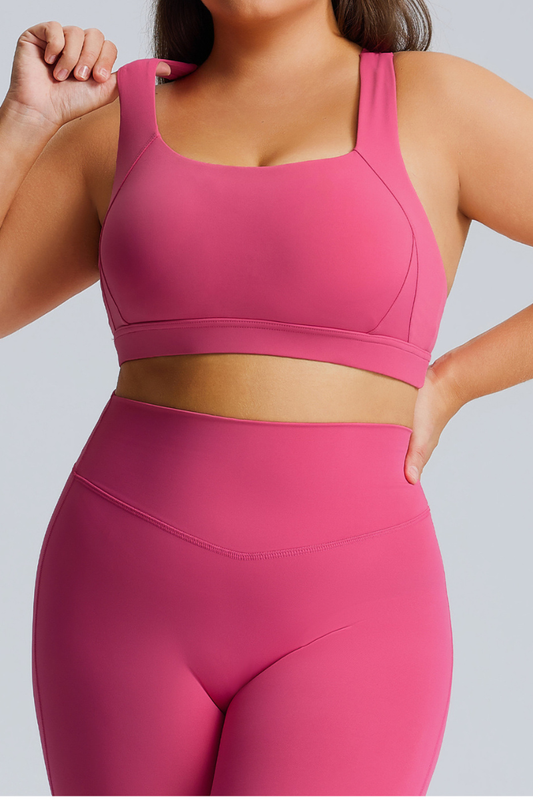 Plus Size Women's  U-neck Cross Back Athletic Bra