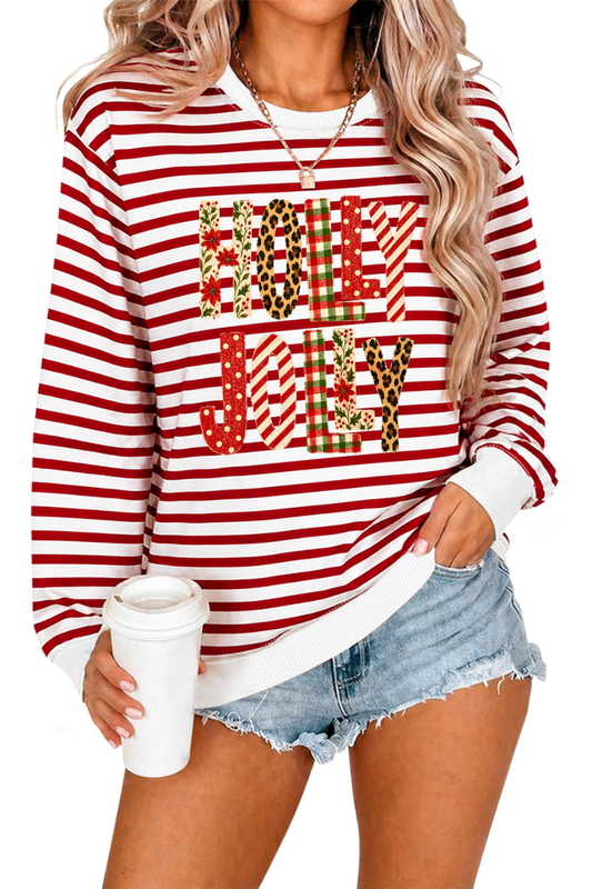 Women's Fall Christmas Festival Stripe Printed Pullover