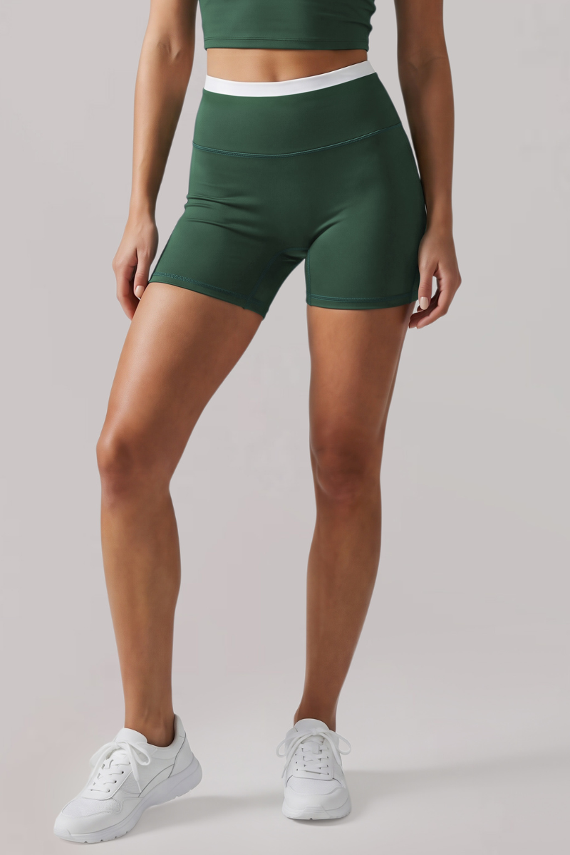 Women's Athletic Color-Blocked High-Waist Shaping Yoga Short