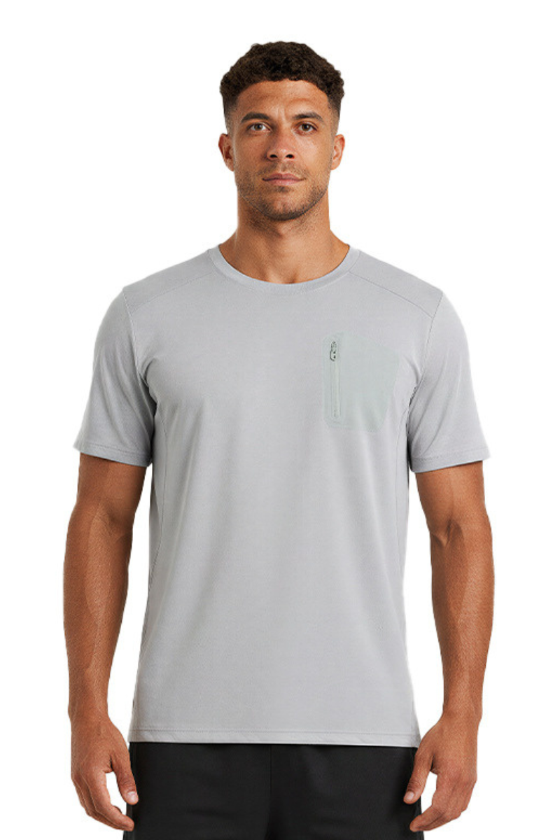 Men's Summer Crew Neck Front Pocket Outdoor Athletic T-shirt