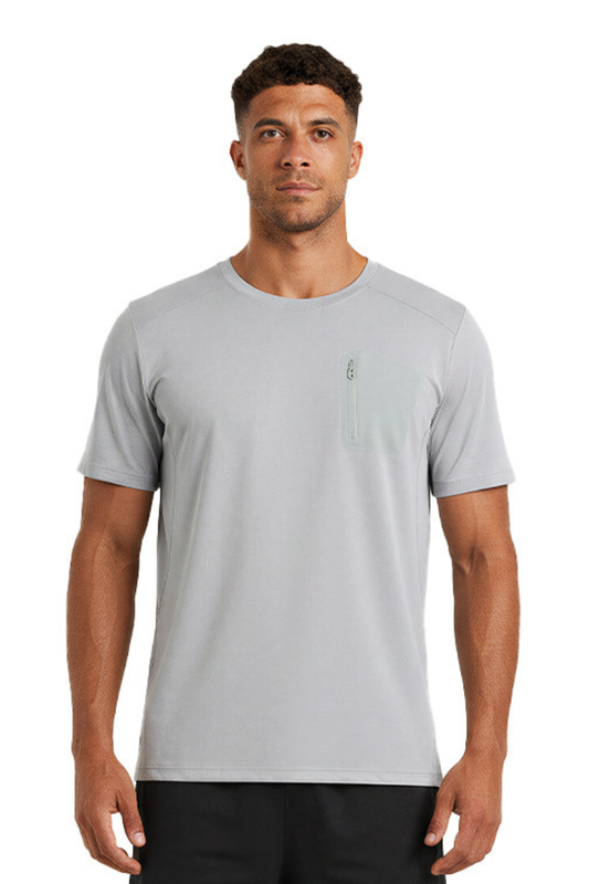 Men's Summer Crew Neck Front Pocket Outdoor Athletic T-shirt