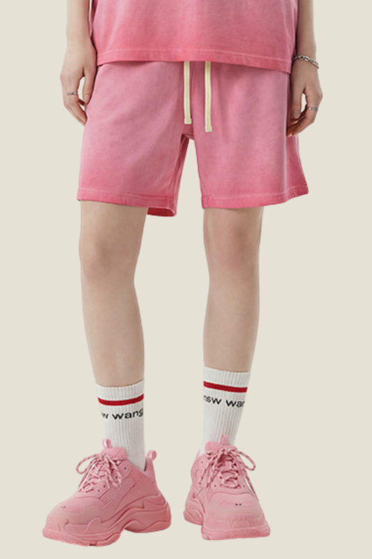 Unisex 320G Cotton Shorts - Washed Ombre Drawstring 5-Inch