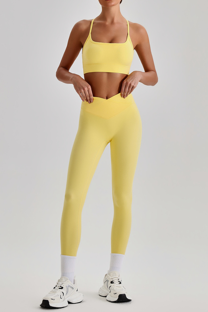 Women's  Crisscross Back Bra & V-Waist Yoga Leggings Set