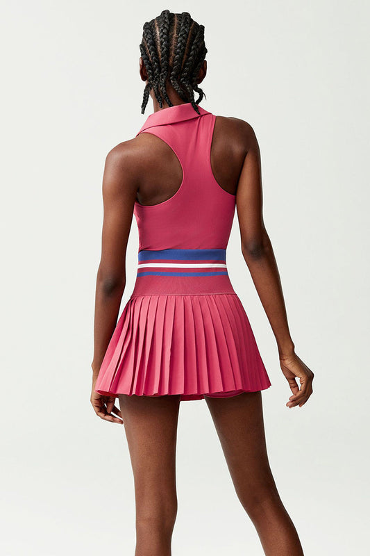 Women Plus Size Workout Tennis Skirt Set: Anti Exposure Quick Dry V Neck Yoga Outfit