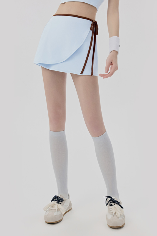 Women's Color-block Tie-waist Anti-exposure Sports Skirt