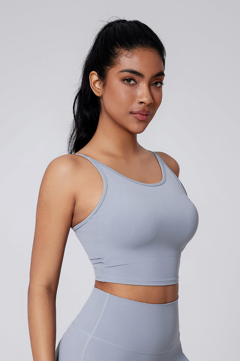 Women Cutout Ruching Back Naked-Feel Yoga Running Outdoor Sports Bra