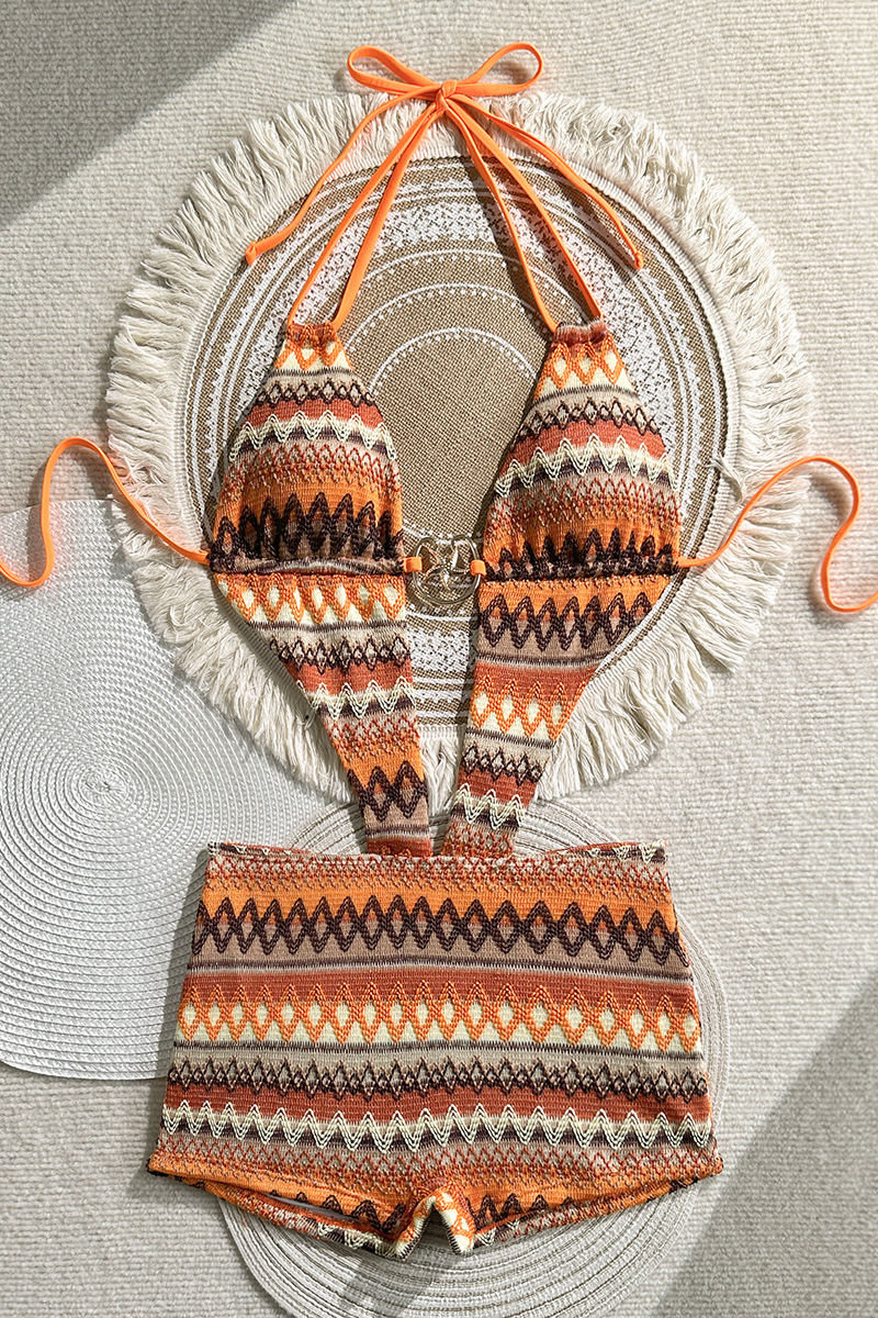 Women's Bohemian Cutout Waist Halter Romper Swimsuit