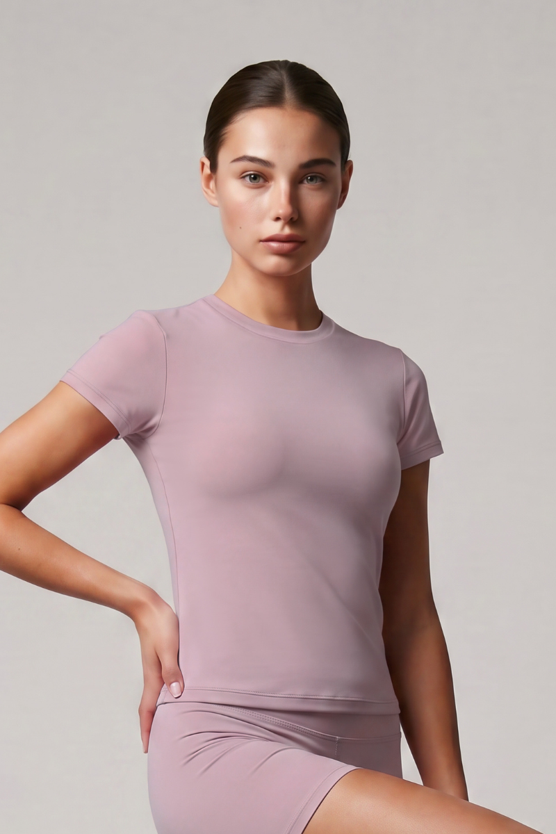 Women's Athletic Crew Neck Fitted Solid Workout Tee