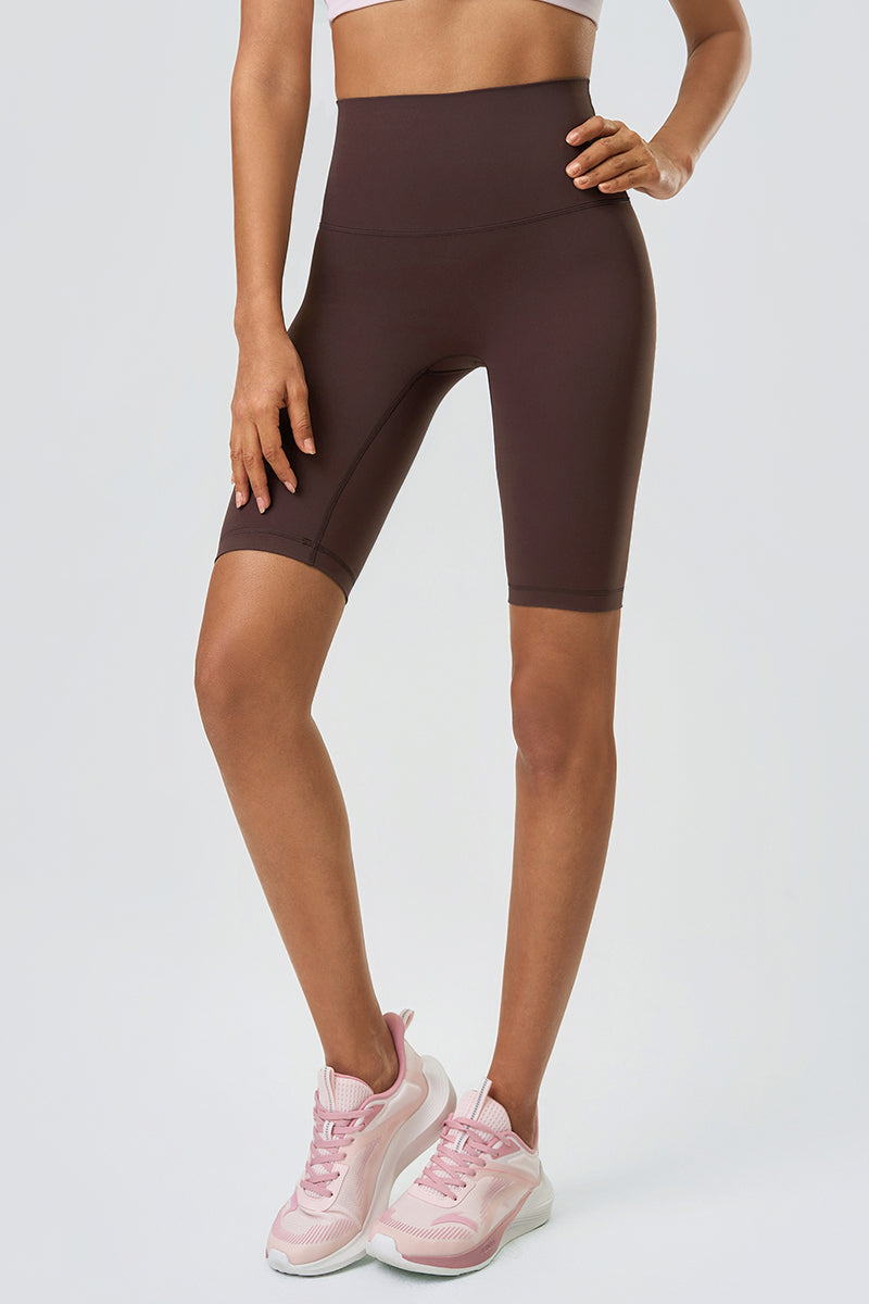 Women High-Rise Hip-Lift Naked-Feel Shaping Yoga Fitness Shorts