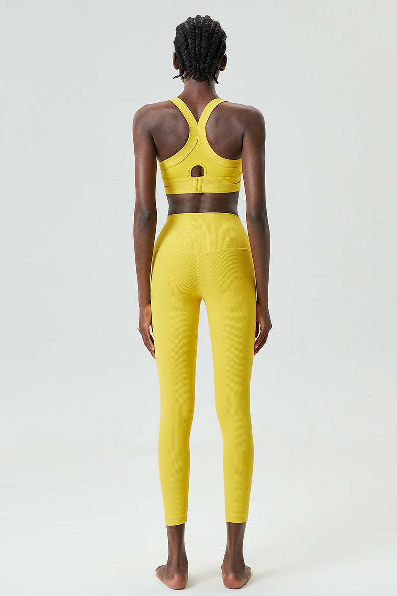 Threaded back with bra &leggings 2-piece set