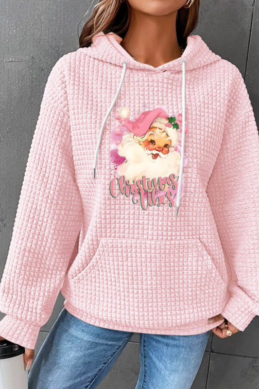 Women's Fall/Winter Christmas Print Waffle Knit Hoodie