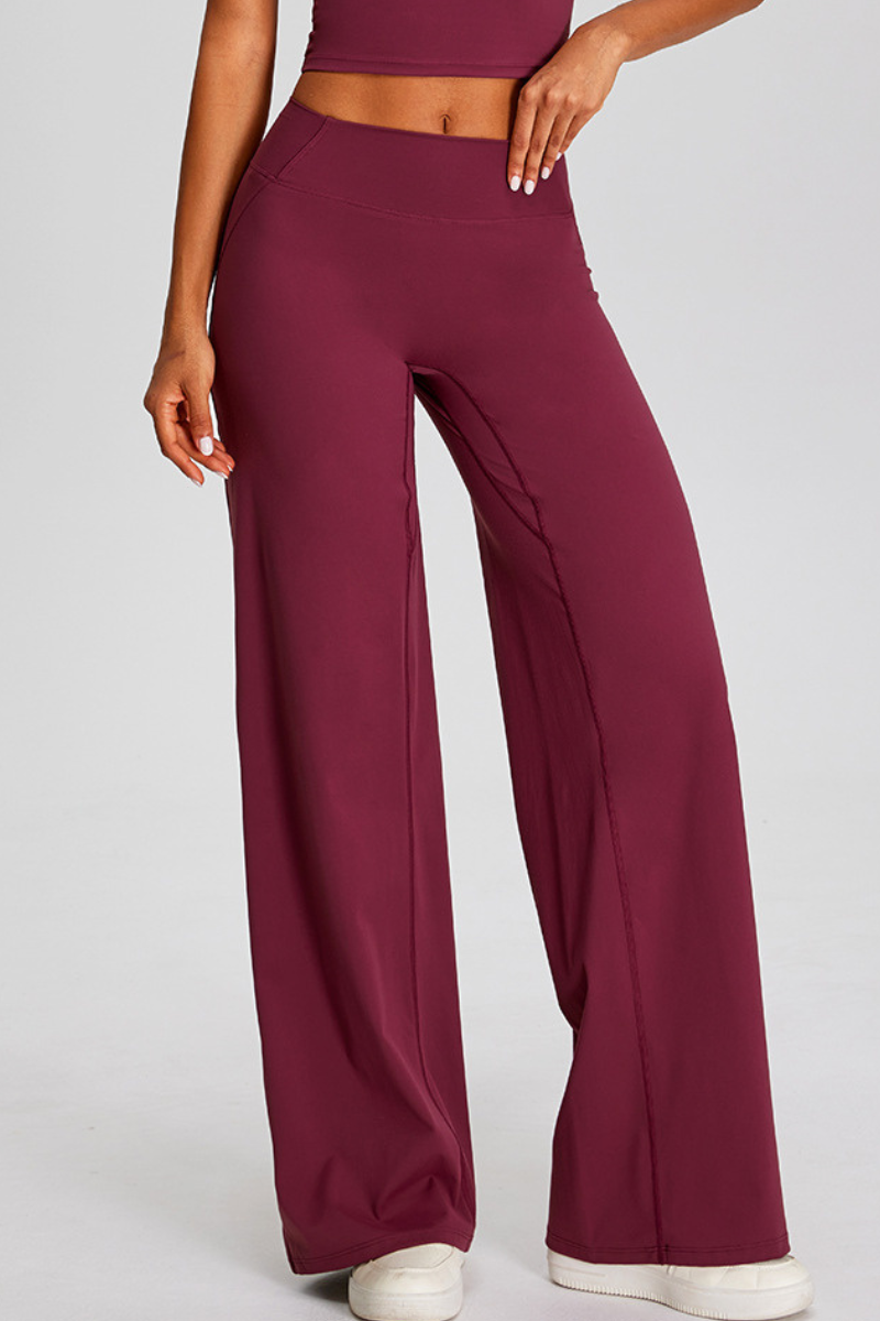 Women's Athletic Flowy Solid Wide Leg Yoga Pants