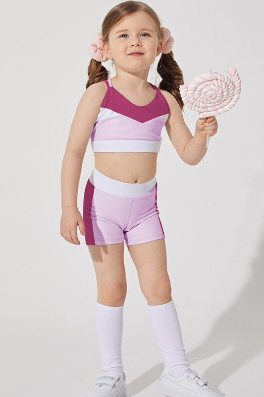 Kids color blocked sport shorts.