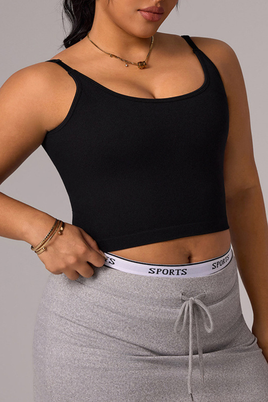 Plus Size Women's U-Back Cropped Tank Top with Built-in Pads