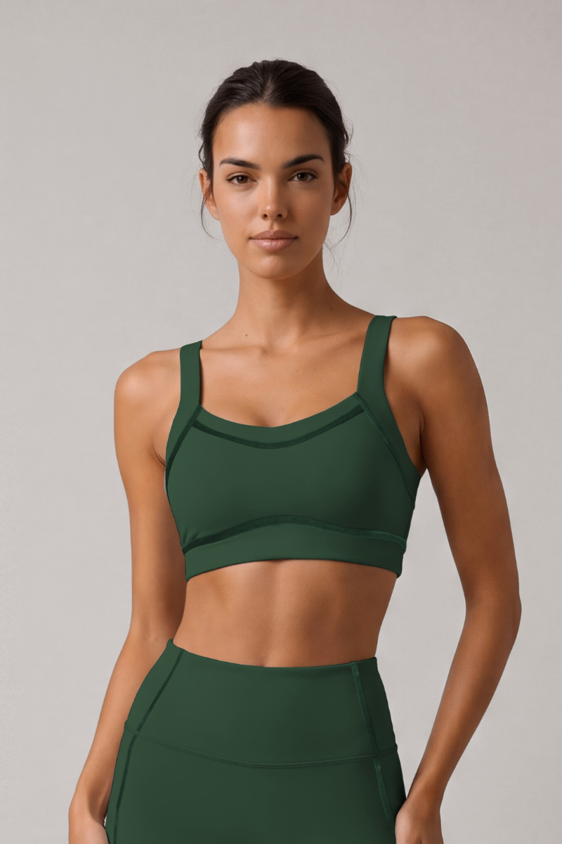 Women's Athletic Nude-Feel High Stretch Wide Straps Bra