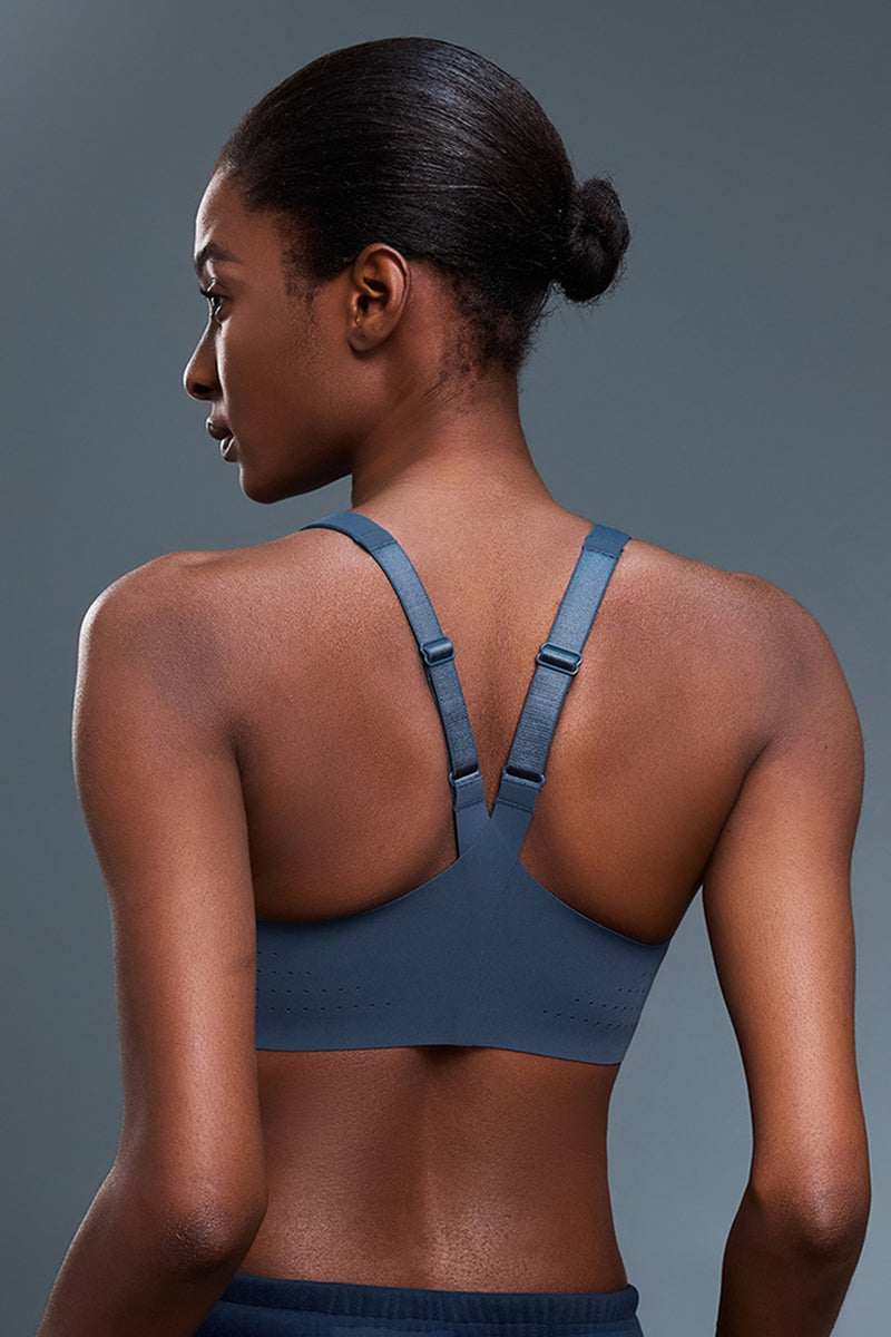 Women Front-Zip High-Impact Support Adjustable-Strap Sports Bra