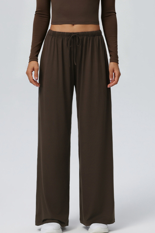 Women's Drawstring High Waist Drape Wide Leg Casual Pants