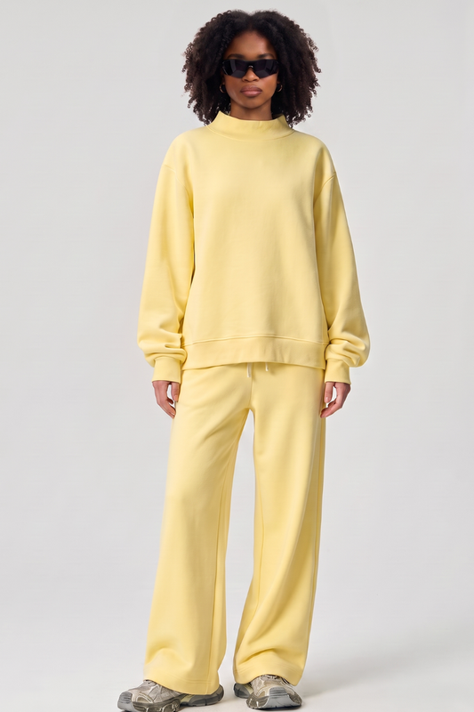 Unisex Fall Fleece Mock Neck Sweatshirt and Sweatpants Sets