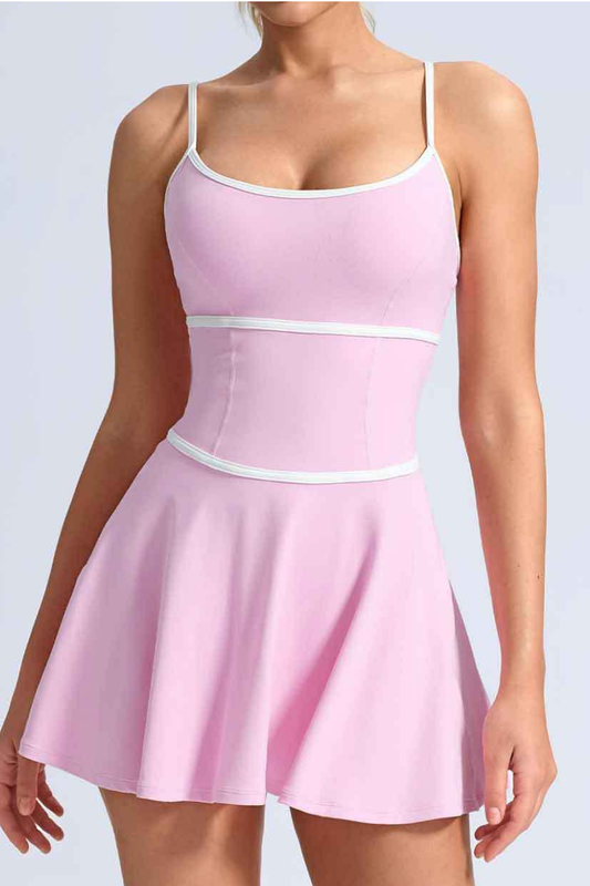 Women's Crisscross Back Thin Strap Athletic Mini Dress