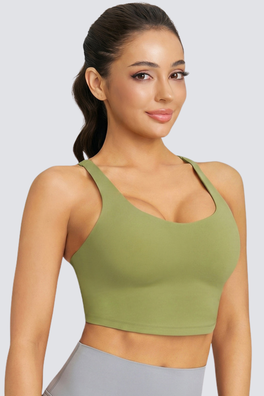 Women's Athletic V-Back Slim Fit Solid Yoga Bra