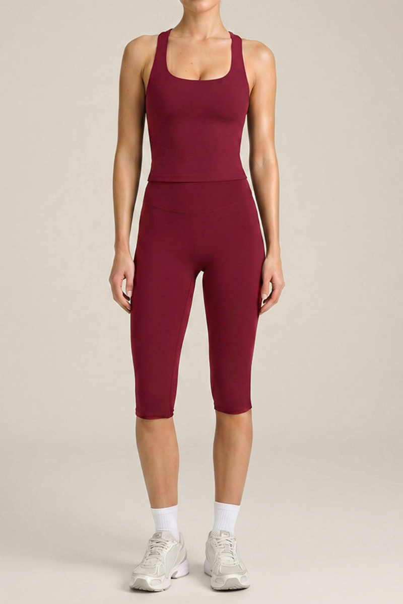 Women's Brushed Racerback Tank Top And Capri Yoga Set