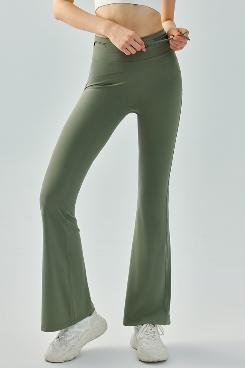 Women's High Waist Drawstring Hip Lifting Flared Yoga Pants