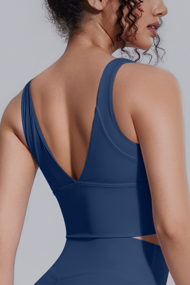 Women's Athletic V-back Wide Shoulder Straps Yoga Sports Bra