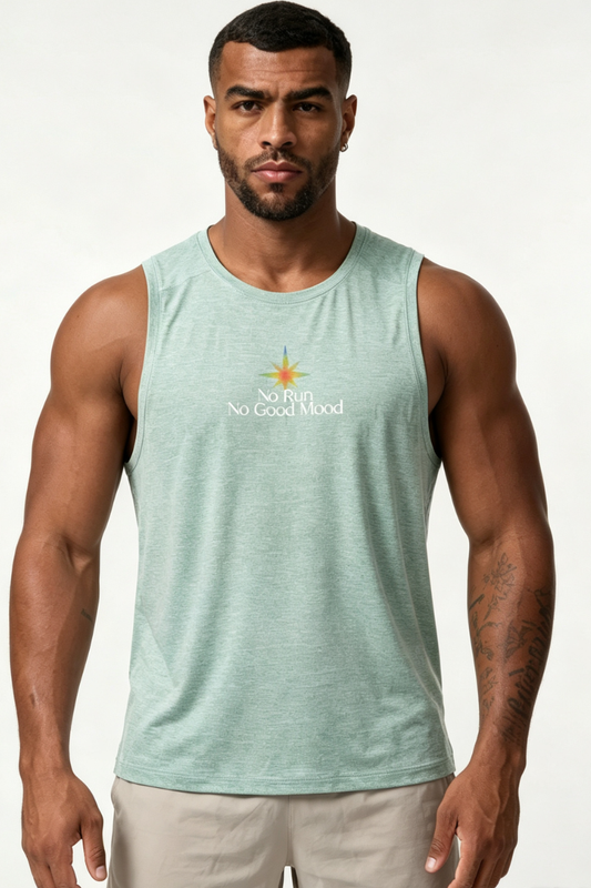 Men's Raglan Crew Neck Printed Quick Dry Athletic Tank Top