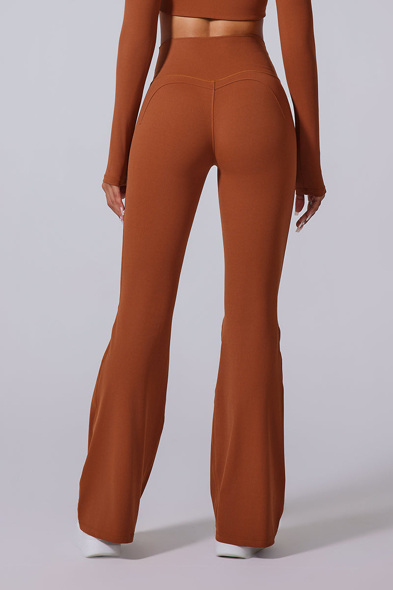 Women'S Brushed High-Waisted Shape-Fitting Athletic Skinny Flared Trousers