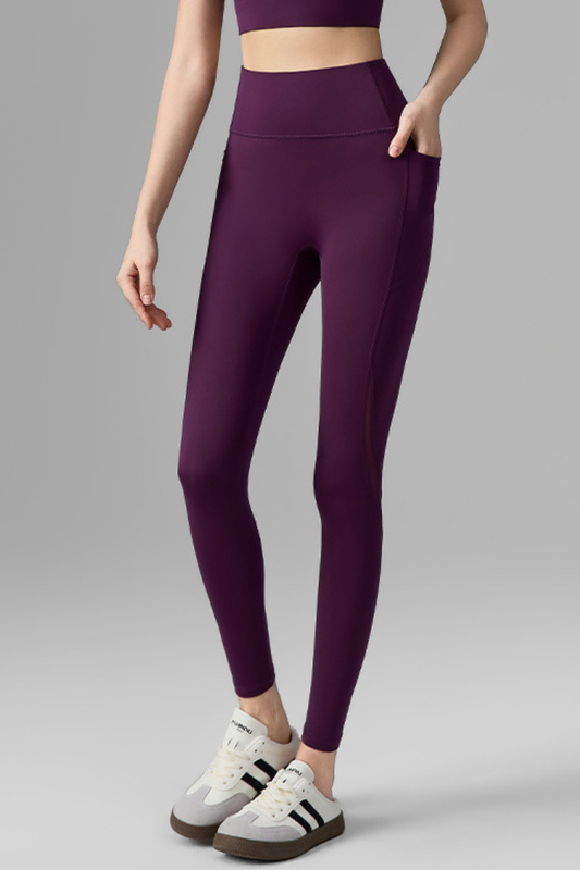 Women's Mesh-Panel High-Waisted Leggings with Side Pockets