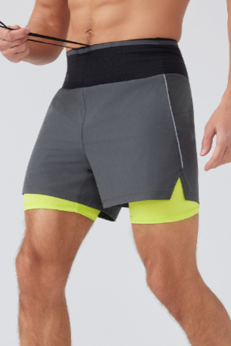 Men's Double Layer 2-in-1 Shorts with Waist Storage Pockets