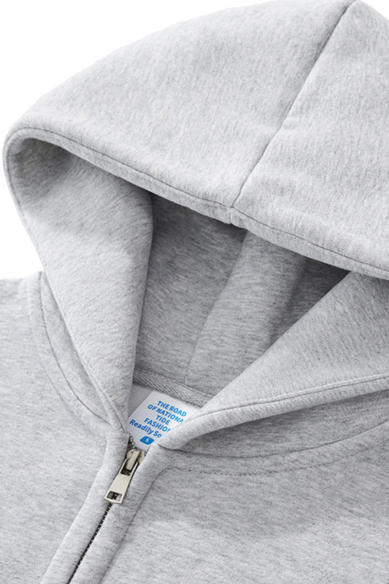 Women Cropped Double Zip Fleece Hoodie
