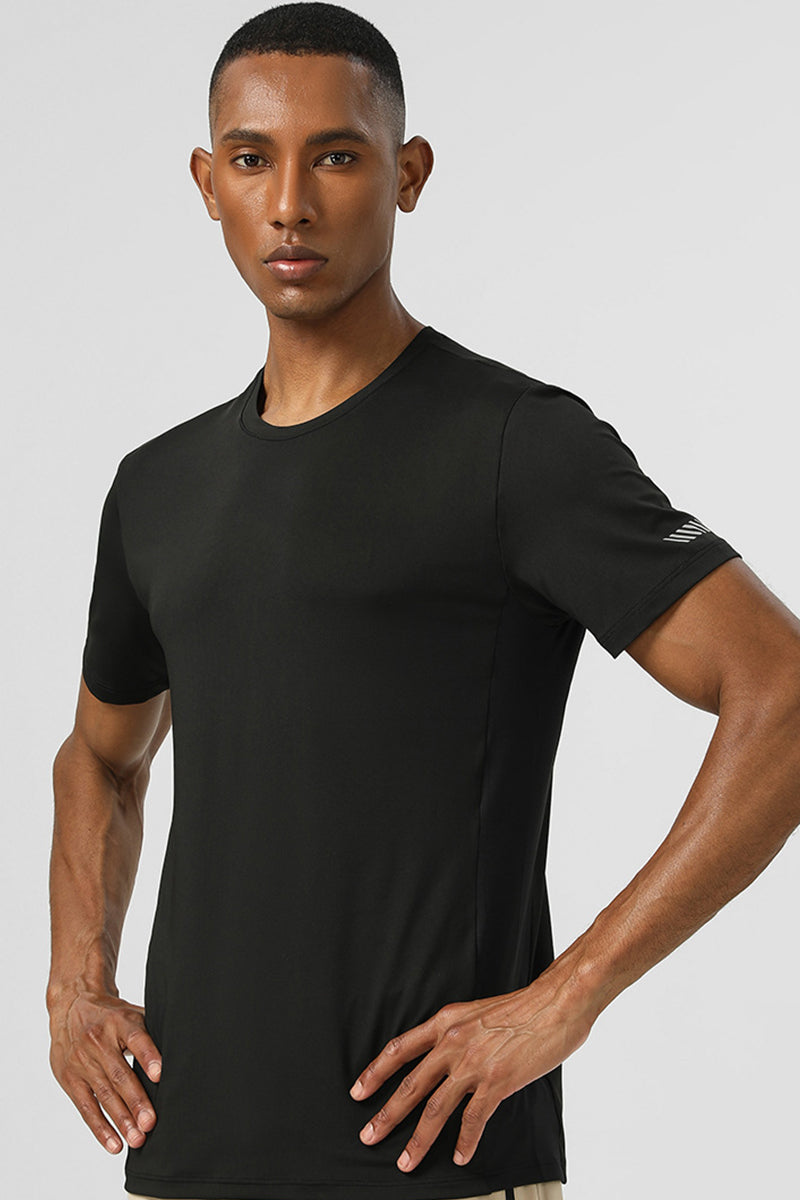 Men High Elasticity Quick-Dry 2025 Spring Summer Outdoor Casual Sports Custom Round Neck T-Shirt
